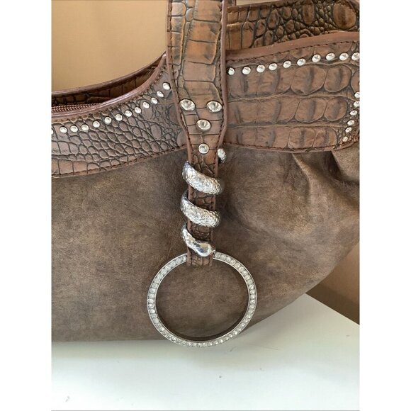 Blue Elegance Vintage Croc Bling Rhinestones & Silver Snake Rockabilly Purse - Picture 3 of 10